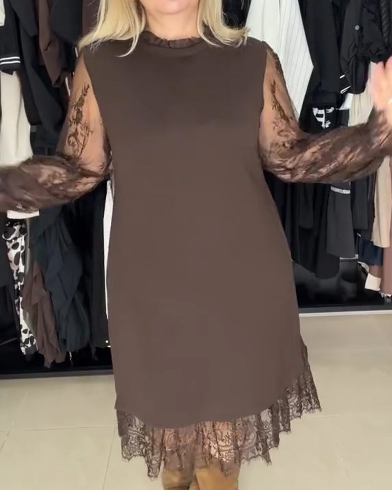 Klänning Spets Lappverk Stilfull Långärmad