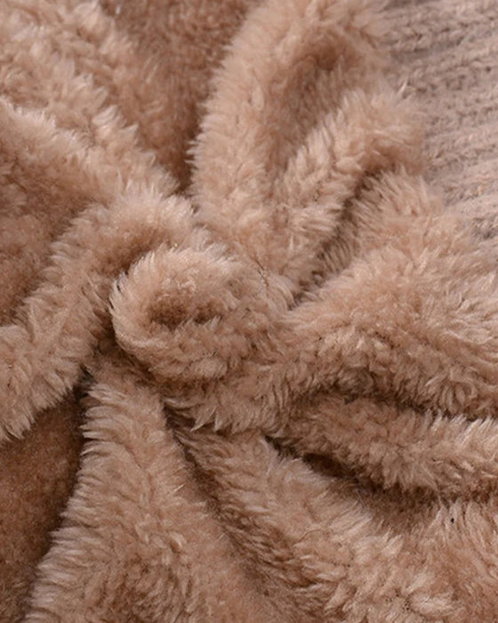 🔥Stilren Tjockstickad Vintermössa – Med Varm Ansiktsskydd Och Halsduk🧣