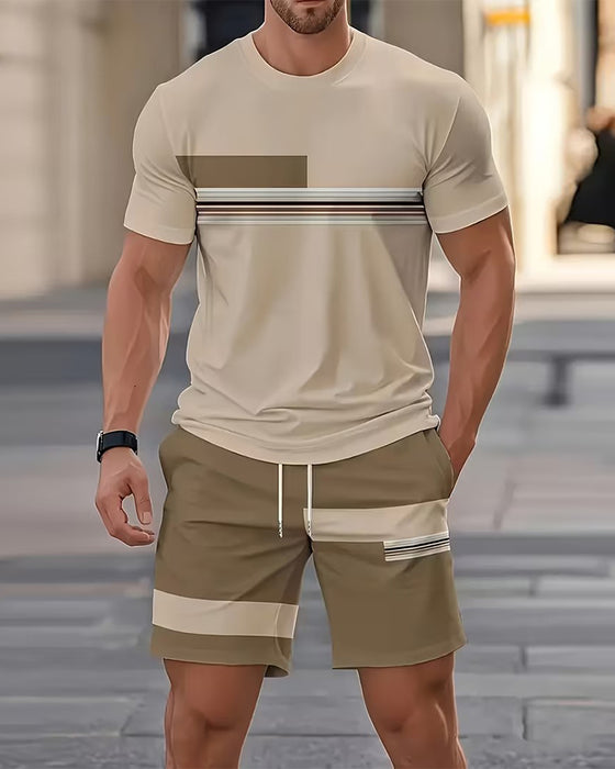 Set Randig Casual Kort Ärm