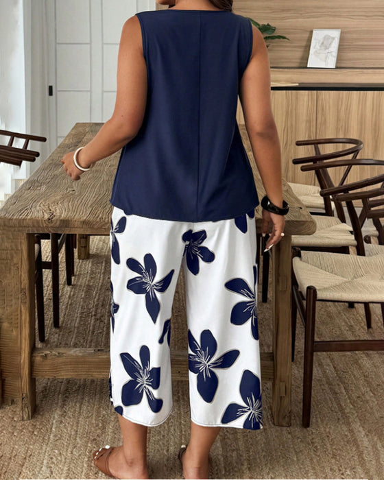 Set Elegant Tryck Ärmlös