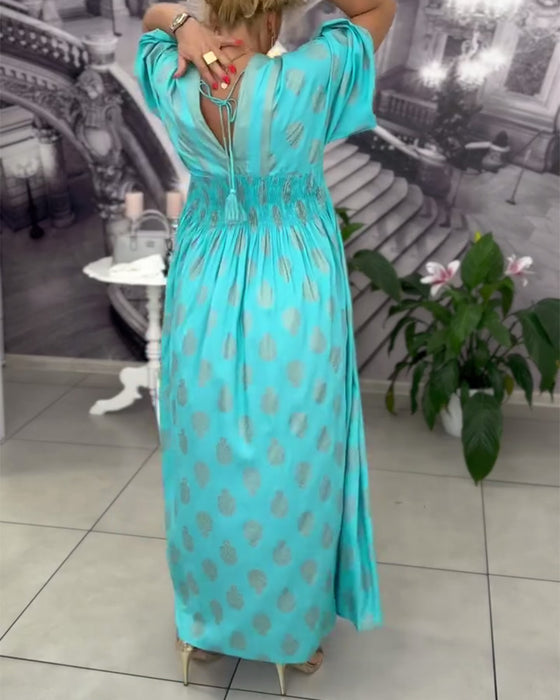 Klänning Lös Semestertryck Midja Maxi