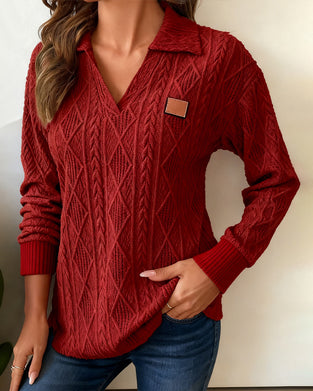 Casual Hoodie Med Polokrage Och Jacquard