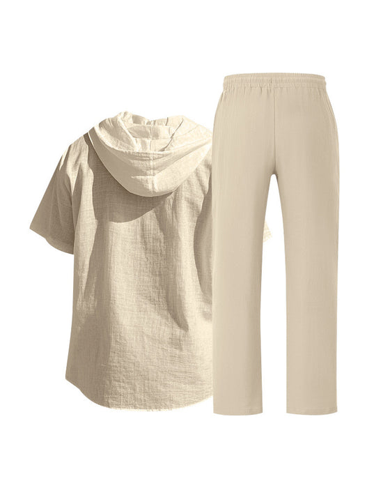 Herr Lättvikt Huvad Tvådelad Set För Sommar Casual Klädsel