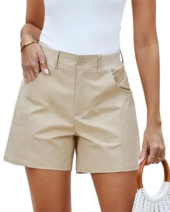 Shorts Med Fickor Knappar Enfärgad