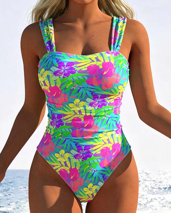 One Piece Semester Blommig Ärmlös