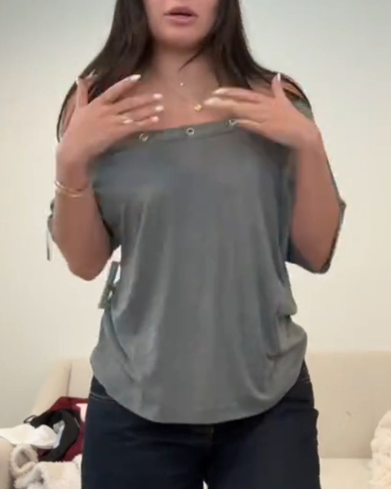 T-Shirt Asymmetrisk Off-Shoulder Löst