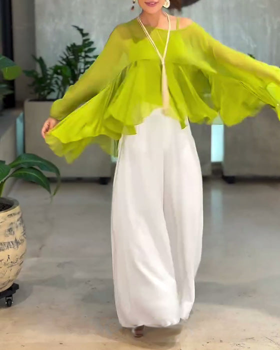 Blus Med Stilren Enfärgad Design