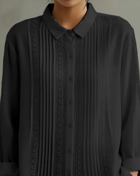 Skjorta Dockkrage Enfärgad Långärmad