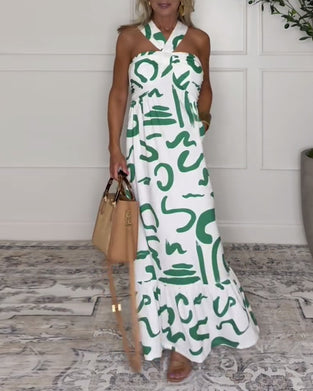 Klänning Halterneck Mönstrad Rygglös Sexig