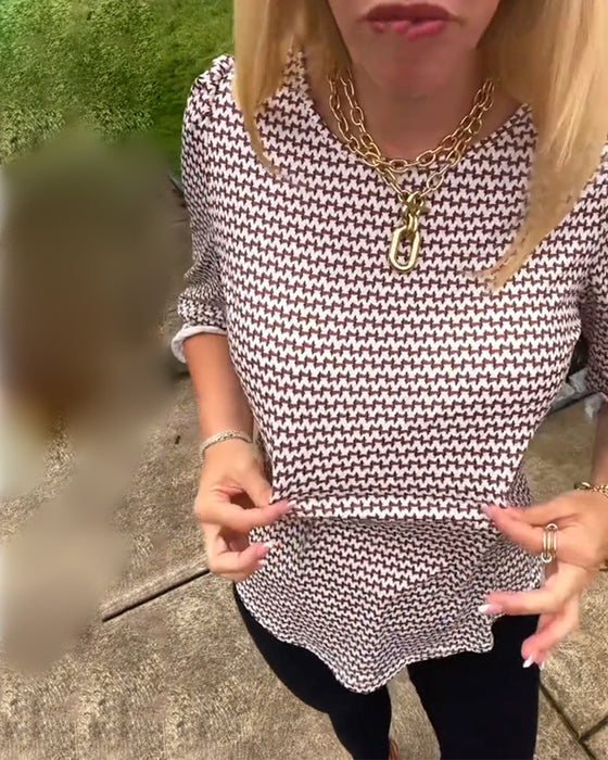 Top Elegant Halvärm Tryckt