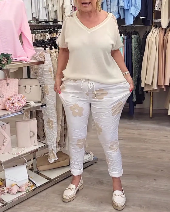 Byxor avslappnad tryck med dragsko