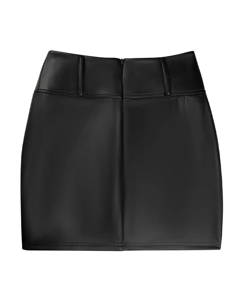 Kjol Spets Patchwork Bodycon PU