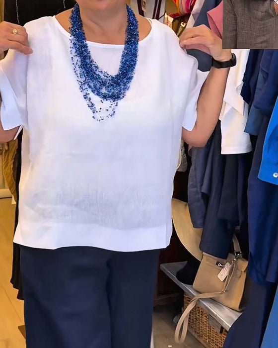 Blus Rundhalsad Solid Rak Casual