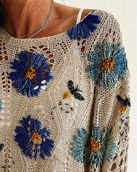 Pullover Omslag Tusensköna Loose Fit Utskuren