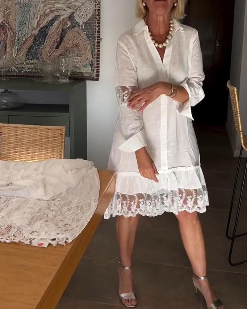 Skjortklänning Spetskantad Krage