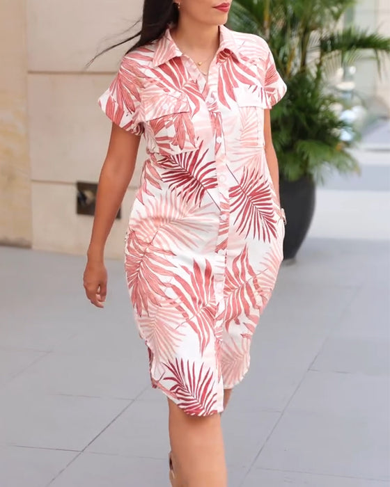 Klänning Krageblad Kortärmad Skjorta