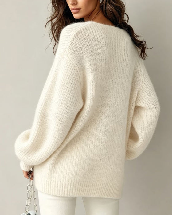 Pullover Halv Dragkedja V-Hals Casual
