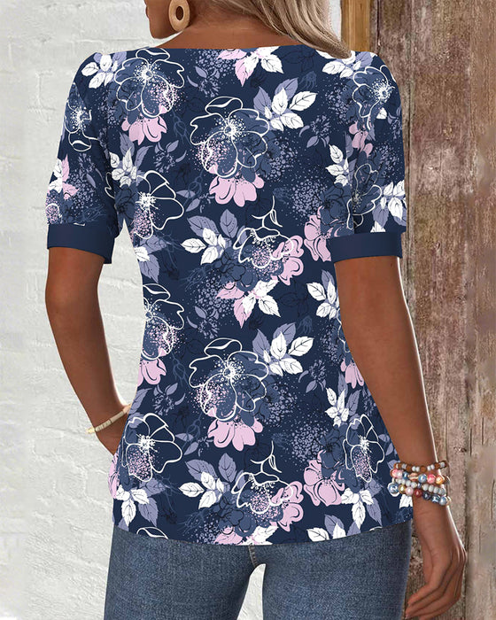 Blus Axelbar Kortärmad Tryckt