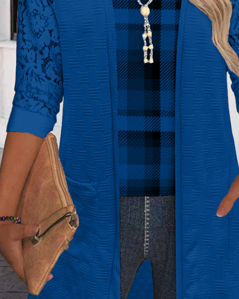 Topp Med Faux Tvådelad Rutig Design