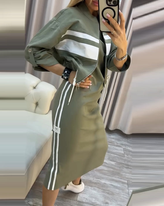 Set casual jacka ärmlös klänning