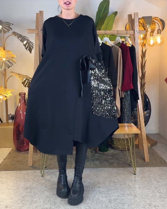 Klänning Långärmad Lös Paljett