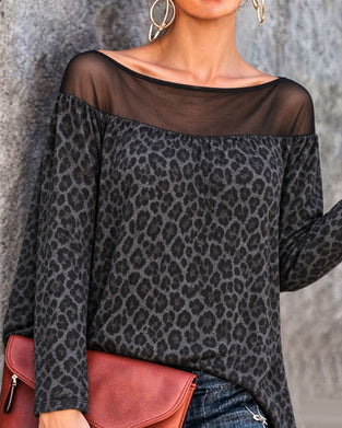Topp Leopard Mesh Patchwork
