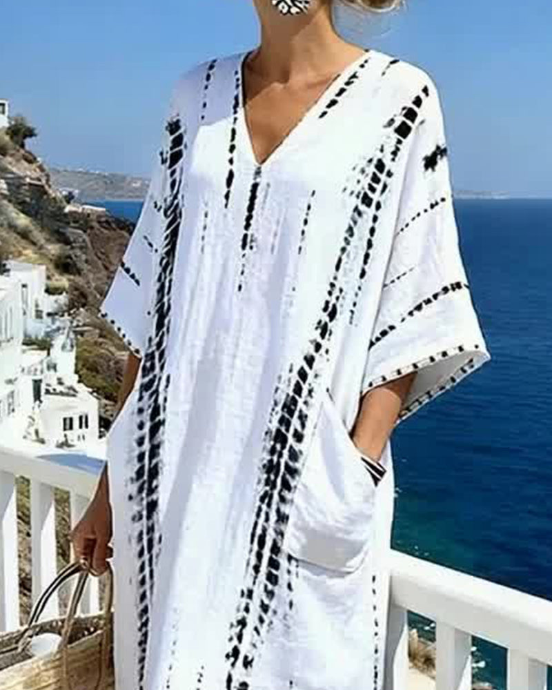 Klänning Bohemisk Fladdrig V-ringad