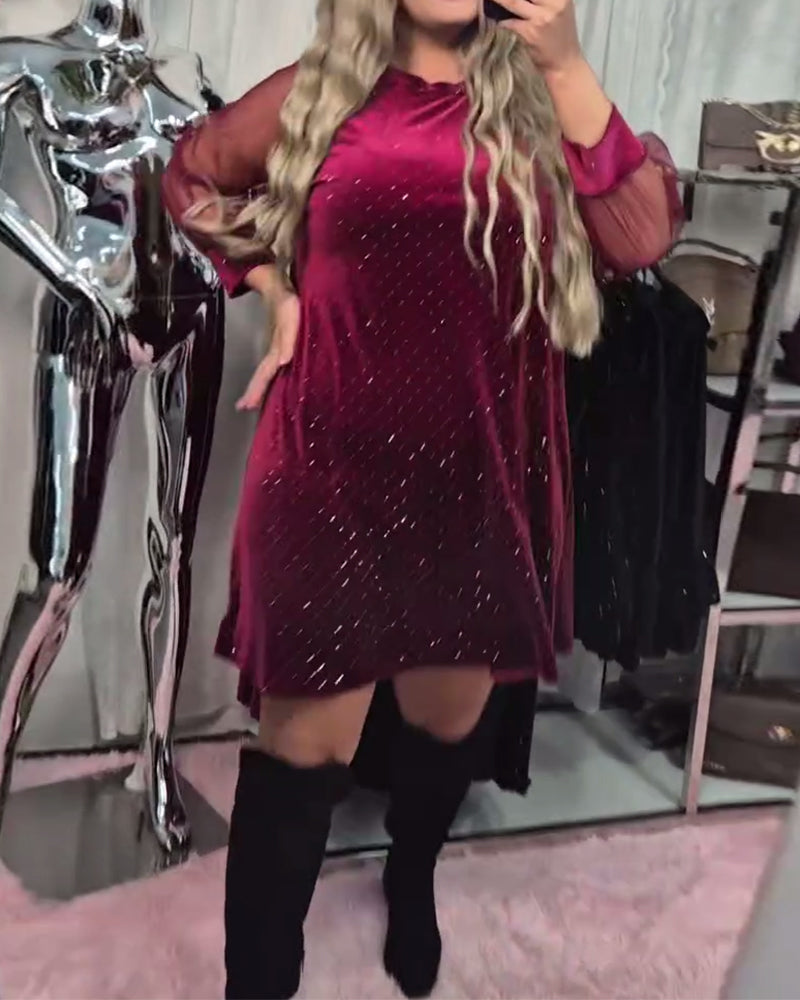 Klänning Nät Långärmad Elegant