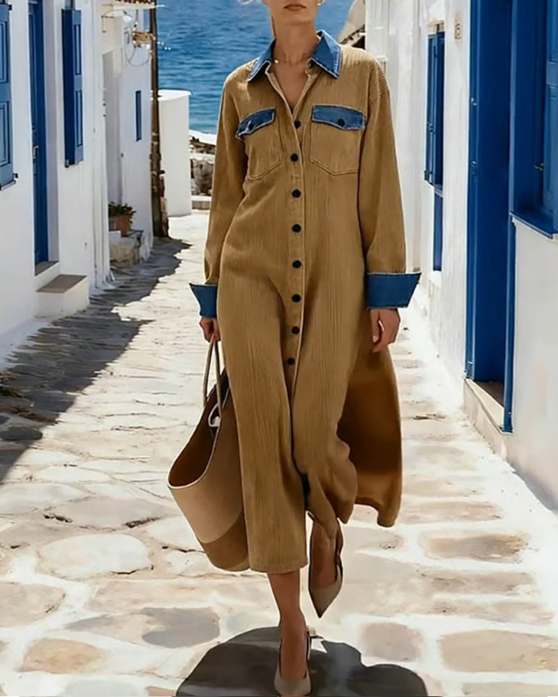 Klänning Färgblock Stilfull Krage