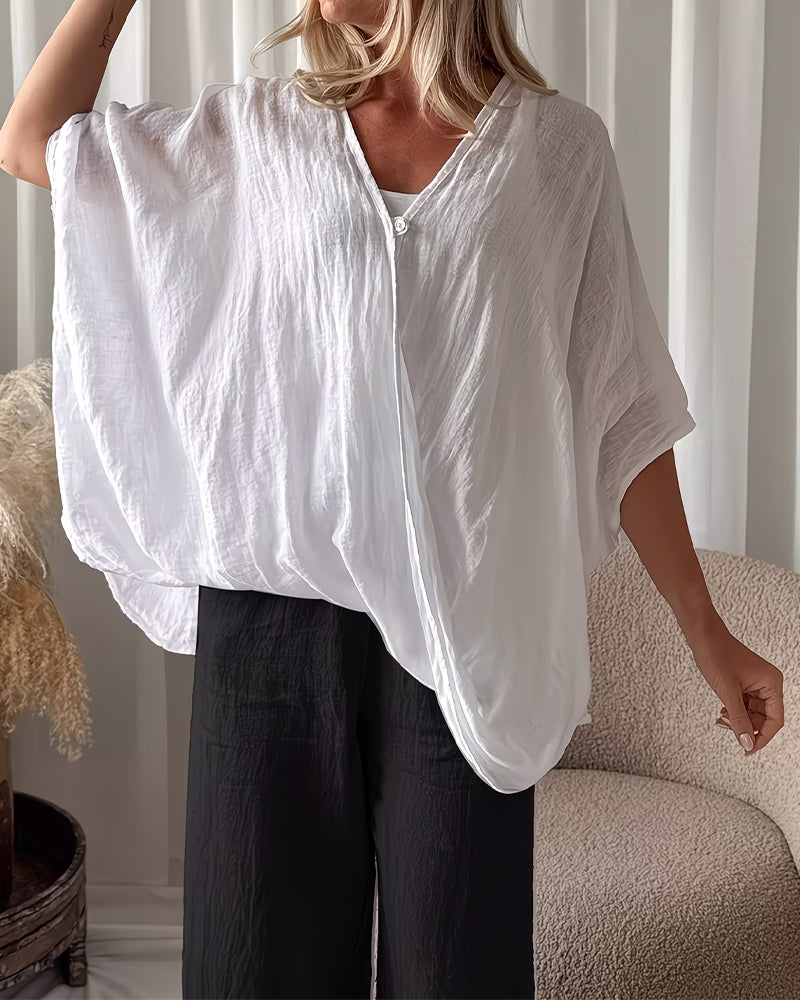 Blus Löss Fladdermus Ärm Solid