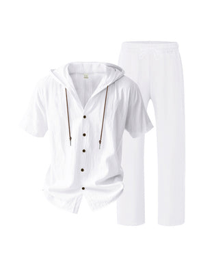 Herr Lättvikt Huvad Tvådelad Set För Sommar Casual Klädsel