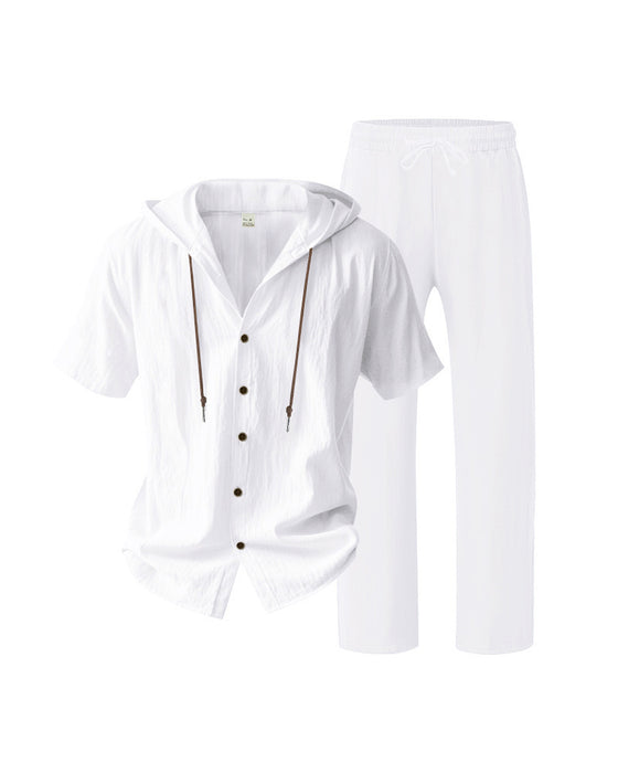 Herr Lättvikt Huvad Tvådelad Set För Sommar Casual Klädsel