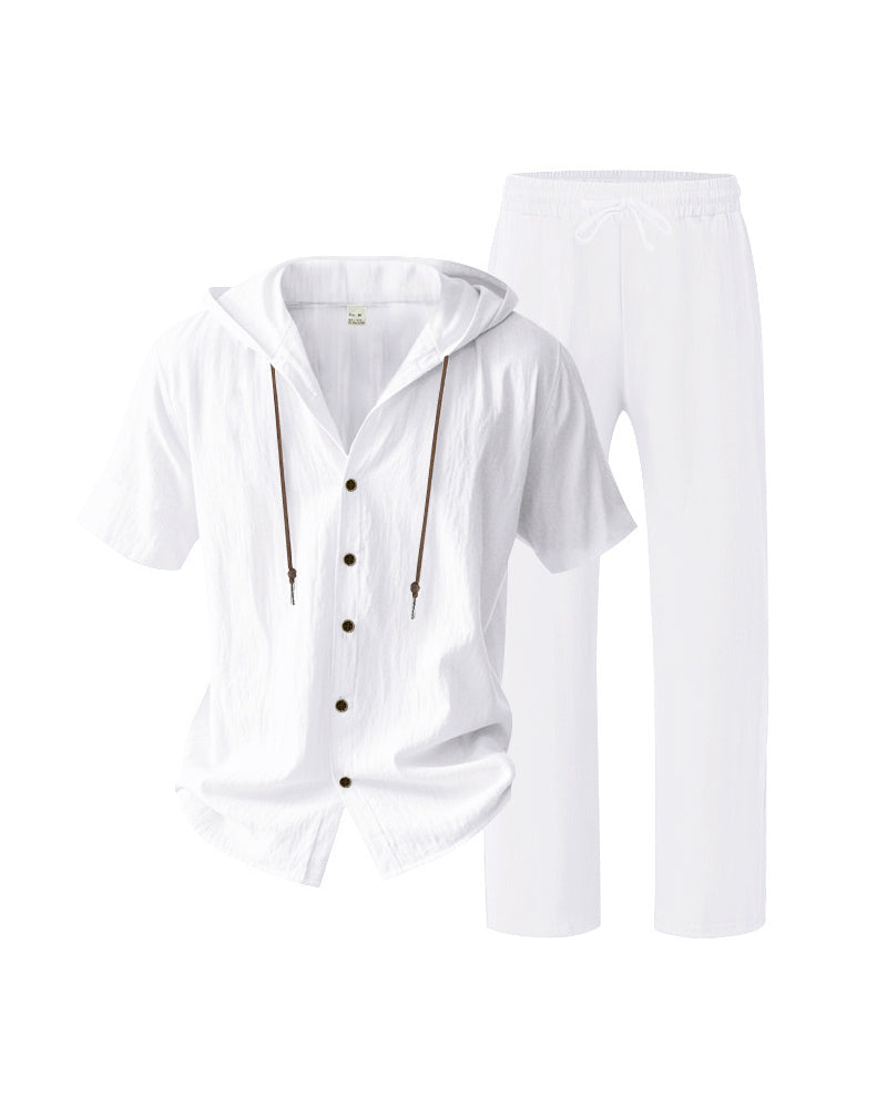 Herr Lättvikt Huvad Tvådelad Set För Sommar Casual Klädsel
