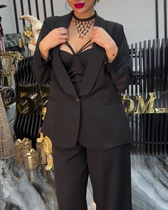 Rock Snygg Enfärgad Kavajslag