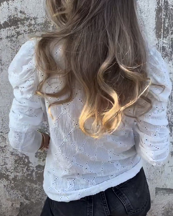 Blus Med Puffärmar Och Cutout-Detaljer