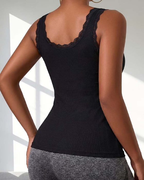 Tank Top Vadderad Spets Trim