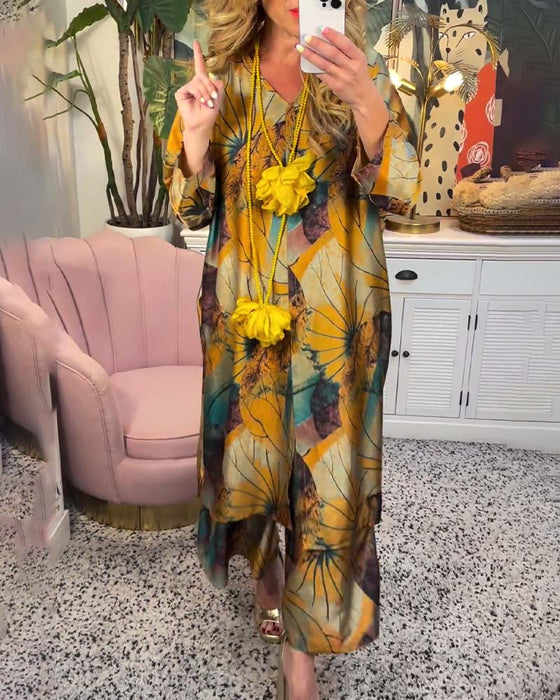 Retro löst tryckt casual set