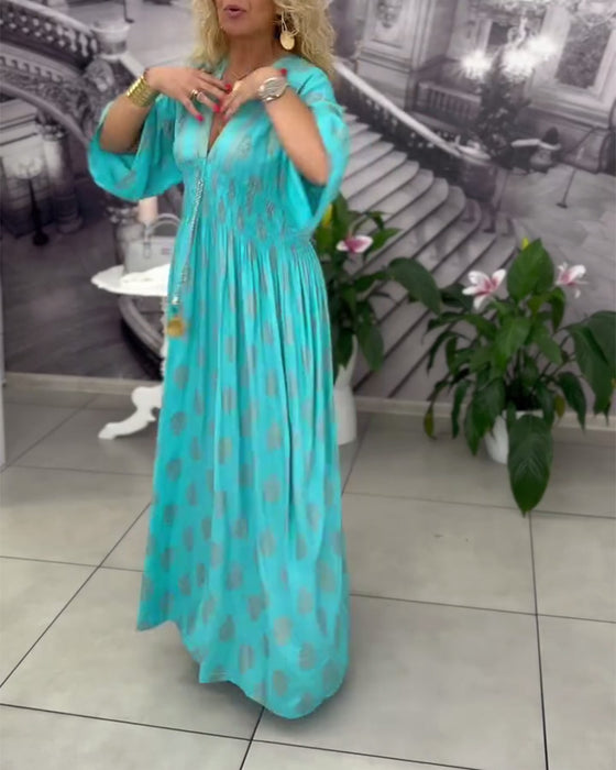 Klänning Lös Semestertryck Midja Maxi