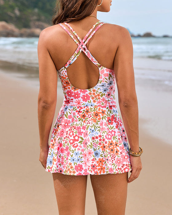 Baddräkt Plisserad Korsad One-Piece