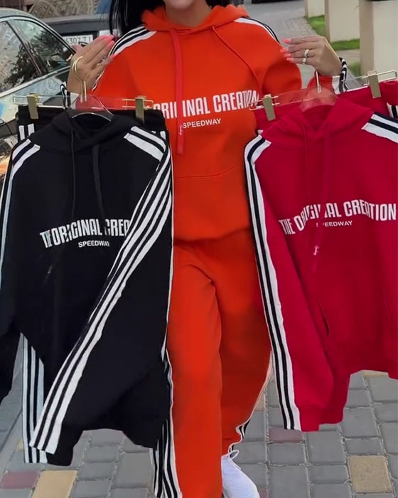 Set Randig Casual Lång Ärm