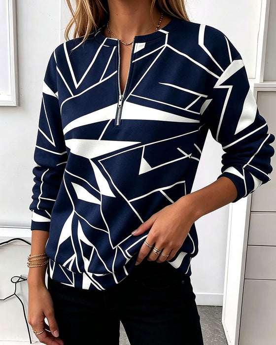 Sweatshirt Casual Dragkedja Lång Ärm