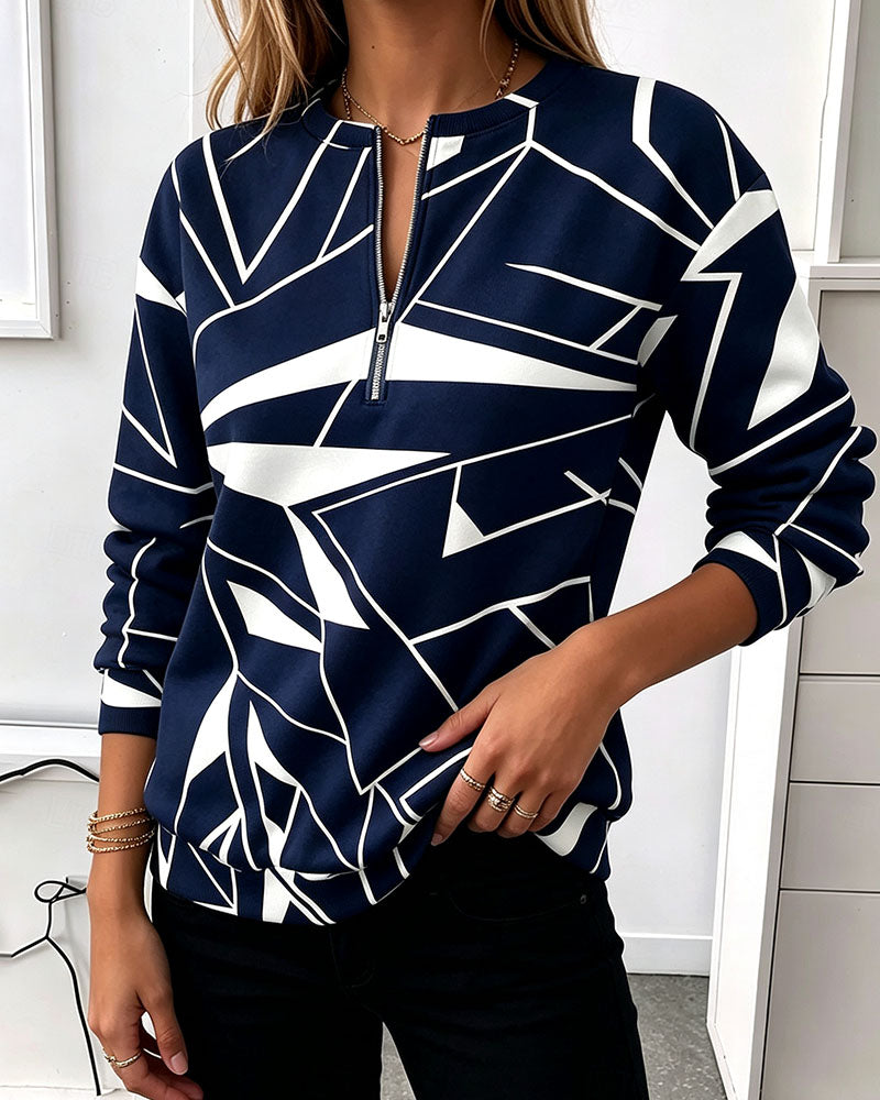 Sweatshirt Casual Dragkedja Lång Ärm