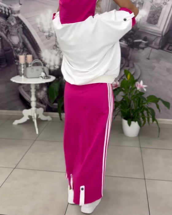 Set Med Huva Dragsko Tryckt Kjol