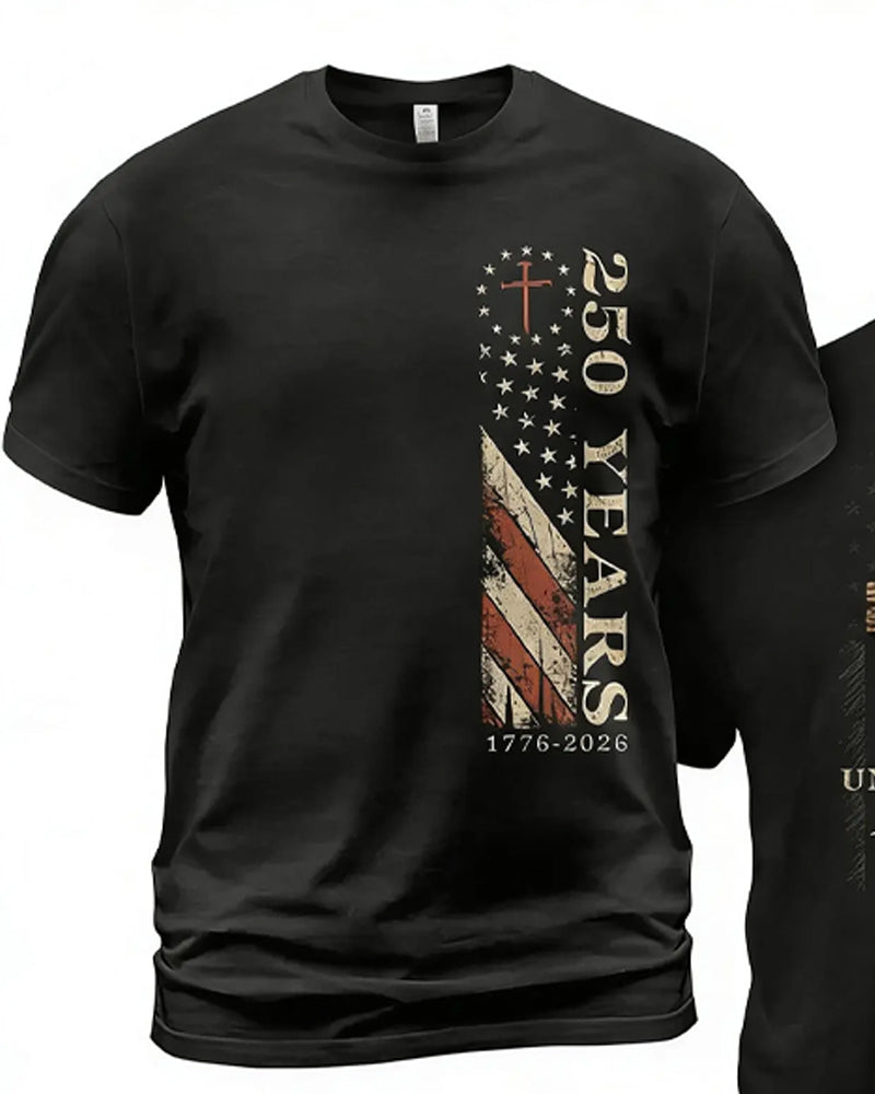 T-Shirt Rundhals Framsida Och Baksida Tryck Unisex