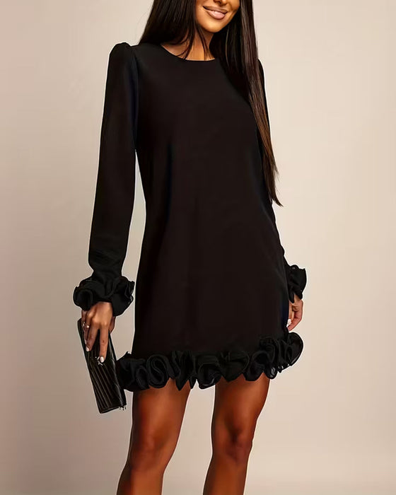 Klänning Puffärm Rak Blomknopp