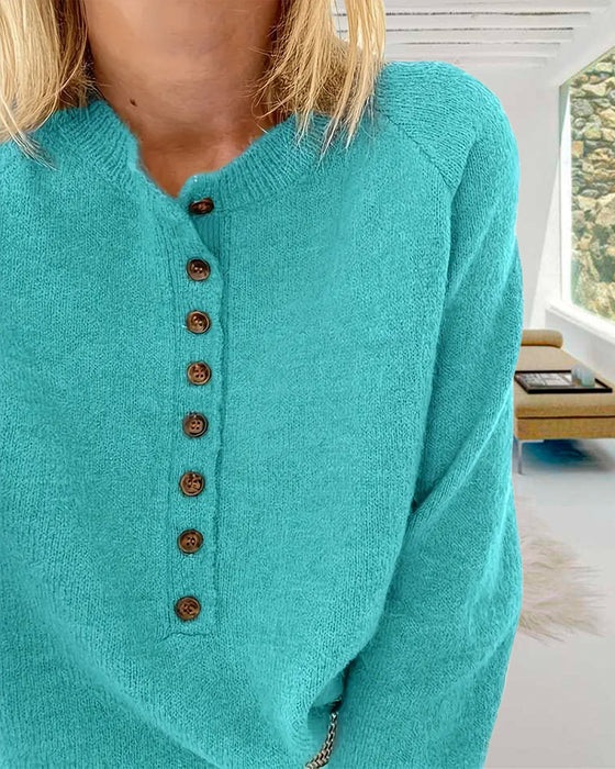 Enknäppt enkelknäppt casual tröja i enfärgad