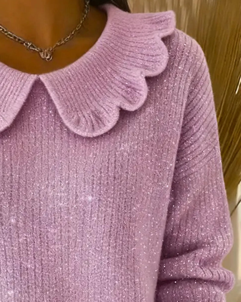 Pullover Slag Räfflad Skimmer Figursydd