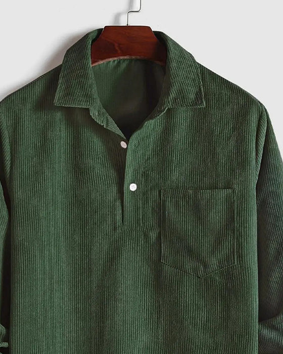 Blus Herr Solid Färg Slag Knapp