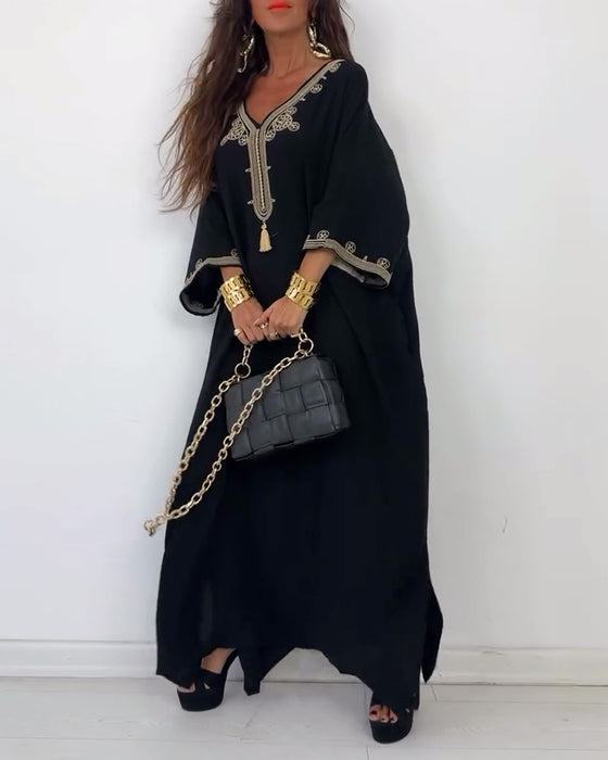 V-ringad lös enkel klänning