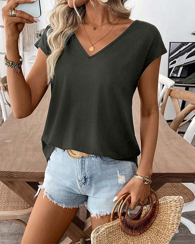 T-Shirt V-Hals Rygg Rosett